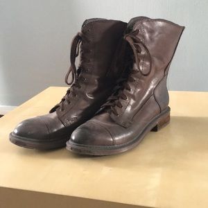 Brown Leather combat boot